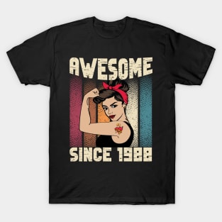 Awesome since 1988,34th Birthday Gift women 34 years old Birthday T-Shirt